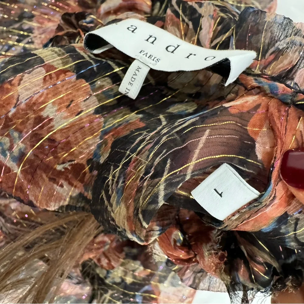 Sandro sheer blouse metallic thread throughout - Picture 6 of 6